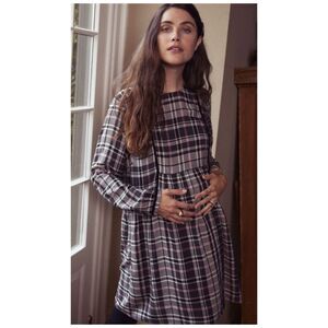 HATCH The Esme Plaid Striped Long Sleeve Maternity Dress